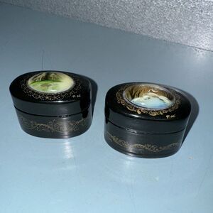 2 VTG Russian Lacquer Boxes - Hand Painted, Signed by Artist, Collectible